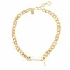 STEVEMADDEN SAFETY PIN SHORT PENDANT GOLD