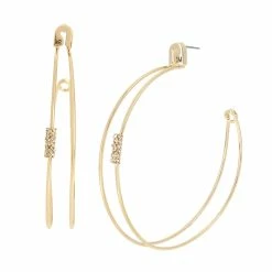 STEVEMADDEN SAFETY PIN HOOPS GOLD