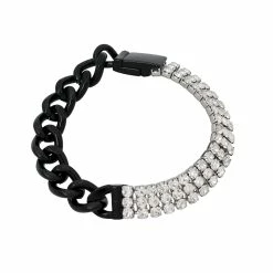 STEVEMADDEN Accessories STONE AND LINK MIXED BRACELET BLACK