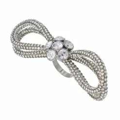 STEVEMADDEN TUBULAR BOW RING CRYSTAL
