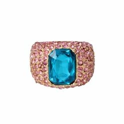 STEVEMADDEN Accessories PAVE STONE COCKTAIL RING PINK
