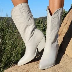 SteveMadden WEST WHITE LEATHER Women's Shoes