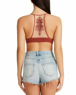 SteveMadden Women's Clothing THE ELLA MESH BRALETTE RUST