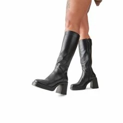 STEVEMADDEN Women's Shoes FANATIK BLACK LEATHER