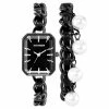 STEVEMADDEN WATCH SET WITH PEARL CHARMS BLACK