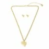STEVEMADDEN HEART PENDANT AND STUD SET GOLD