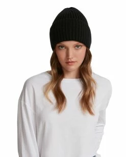 SteveMadden RIBBED WIDE CUFF BEANIE BLACK