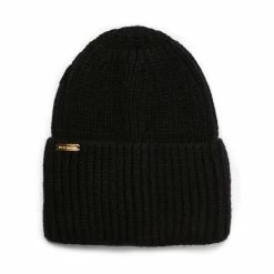SteveMadden RIBBED WIDE CUFF BEANIE BLACK