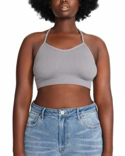 SteveMadden Women's Clothing THE ELLA MESH BRALETTE GREY +