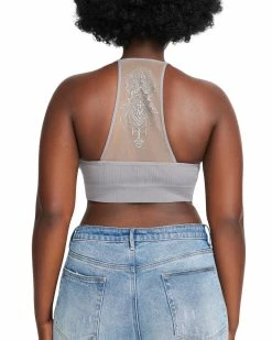 SteveMadden Women's Clothing THE ELLA MESH BRALETTE GREY +