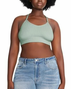 SteveMadden Women's Clothing THE ELLA MESH BRALETTE SAGE +