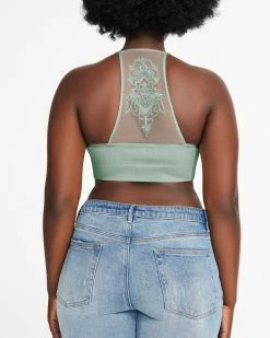 SteveMadden Women's Clothing THE ELLA MESH BRALETTE SAGE +