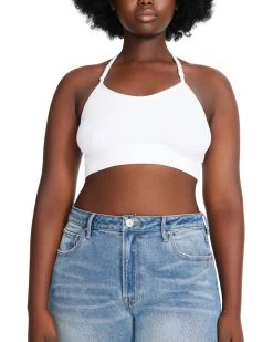 SteveMadden Women's Clothing THE ELLA MESH BRALETTE WHITE +