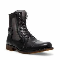 SteveMadden SIDETRACK BLACK LEATHER Men's