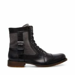 SteveMadden SIDETRACK BLACK LEATHER Men's