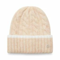 STEVEMADDEN Accessories SOFT CLOUD YARN CABLE KNIT BEANIE TAN