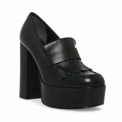 STEVEMADDEN Women's Shoes ADA BLACK LEATHER