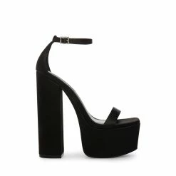 STEVEMADDEN Women's Shoes AMORI BLACK SATIN