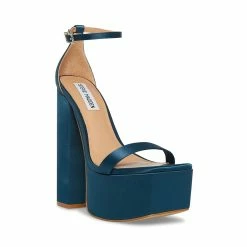 STEVEMADDEN Women's Shoes AMORI TEAL SATIN