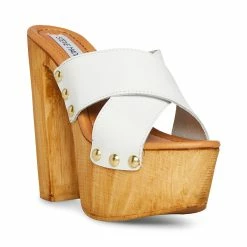 STEVEMADDEN Women's Shoes ANGELA WHITE LEATHER