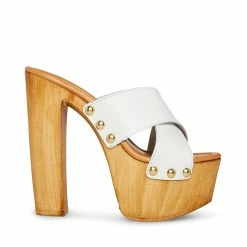 STEVEMADDEN Women's Shoes ANGELA WHITE LEATHER