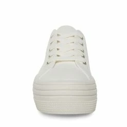 STEVEMADDEN Women's Shoes BOBBI 30 WHITE FABRIC