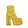 STEVEMADDEN Women's Shoes COBRA YELLOW PLAID