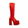 STEVEMADDEN Women's Shoes CYPRESS RED SATIN