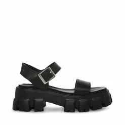 STEVEMADDEN ELLIE BLACK LEATHER Women's Shoes