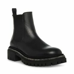 STEVEMADDEN Women's Shoes GARLAND BLACK LEATHER
