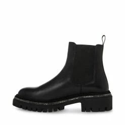 STEVEMADDEN Women's Shoes GARLAND BLACK LEATHER