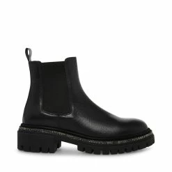 STEVEMADDEN Women's Shoes GARLAND BLACK LEATHER