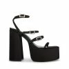 STEVEMADDEN Women's Shoes GIA BLACK SATIN