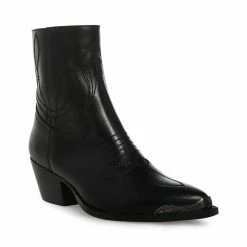 STEVEMADDEN Women's Shoes GREYSON BLACK LEATHER