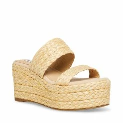 STEVEMADDEN Women's Shoes JANE NATURAL RAFFIA