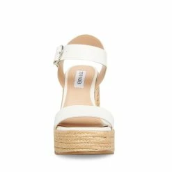 STEVEMADDEN Women's Shoes JANICE WHITE LEATHER