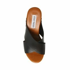 STEVEMADDEN Women's Shoes LACEY BLACK LEATHER