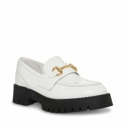 STEVEMADDEN Women's Shoes LANDO WHITE LEATHER