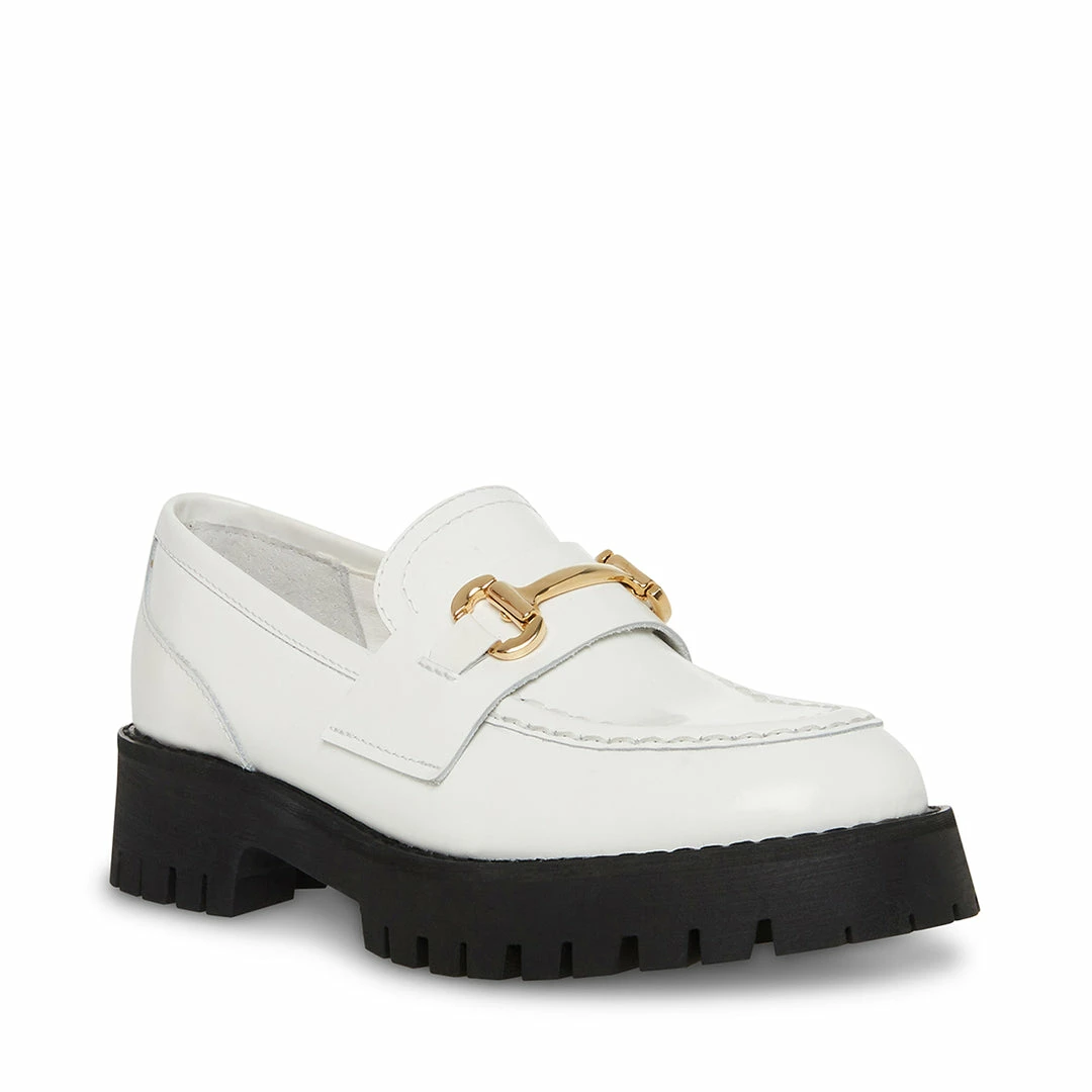 STEVEMADDEN Women's Shoes LANDO WHITE LEATHER