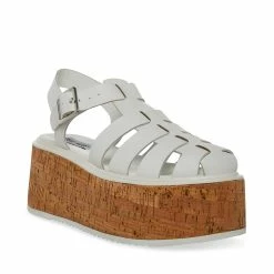 STEVEMADDEN Women's Shoes LAZLO WHITE LEATHER