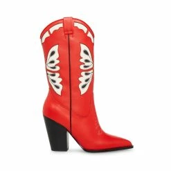 STEVEMADDEN Women's Shoes LEIGHTON RED LEATHER