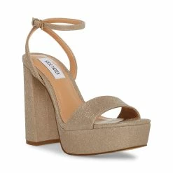 STEVEMADDEN Women's Shoes LESSA GOLD GLITTER