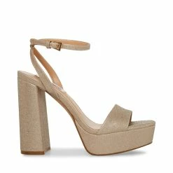 STEVEMADDEN Women's Shoes LESSA GOLD GLITTER
