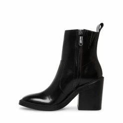 STEVEMADDEN Women's Shoes LINA BLACK LEATHER
