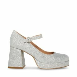 STEVEMADDEN Women's Shoes MINGLE SILVER GLITTER