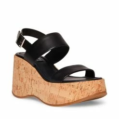 STEVEMADDEN Women's Shoes PAM BLACK LEATHER