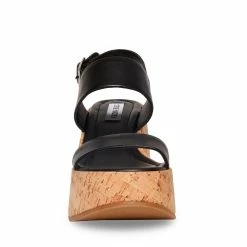 STEVEMADDEN Women's Shoes PAM BLACK LEATHER