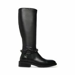 STEVEMADDEN QUIN BLACK LEATHER Women's Shoes