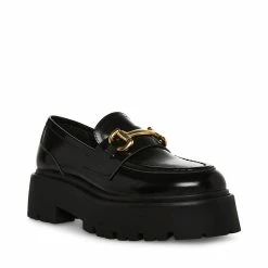 STEVEMADDEN Women's Shoes ROUX BLACK LEATHER