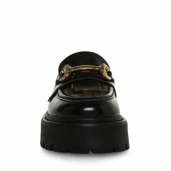STEVEMADDEN Women's Shoes ROUX BLACK LEATHER